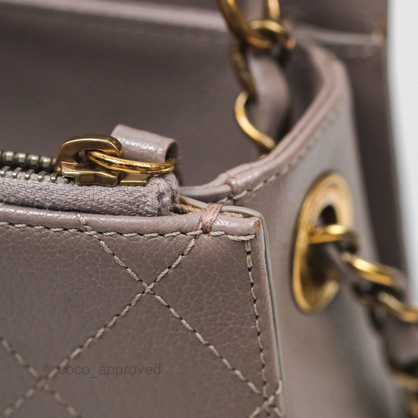 Chanel Coco Curve Flap Burnished Lilac Grey Calfskin Goatskin Antique Gold Hardware