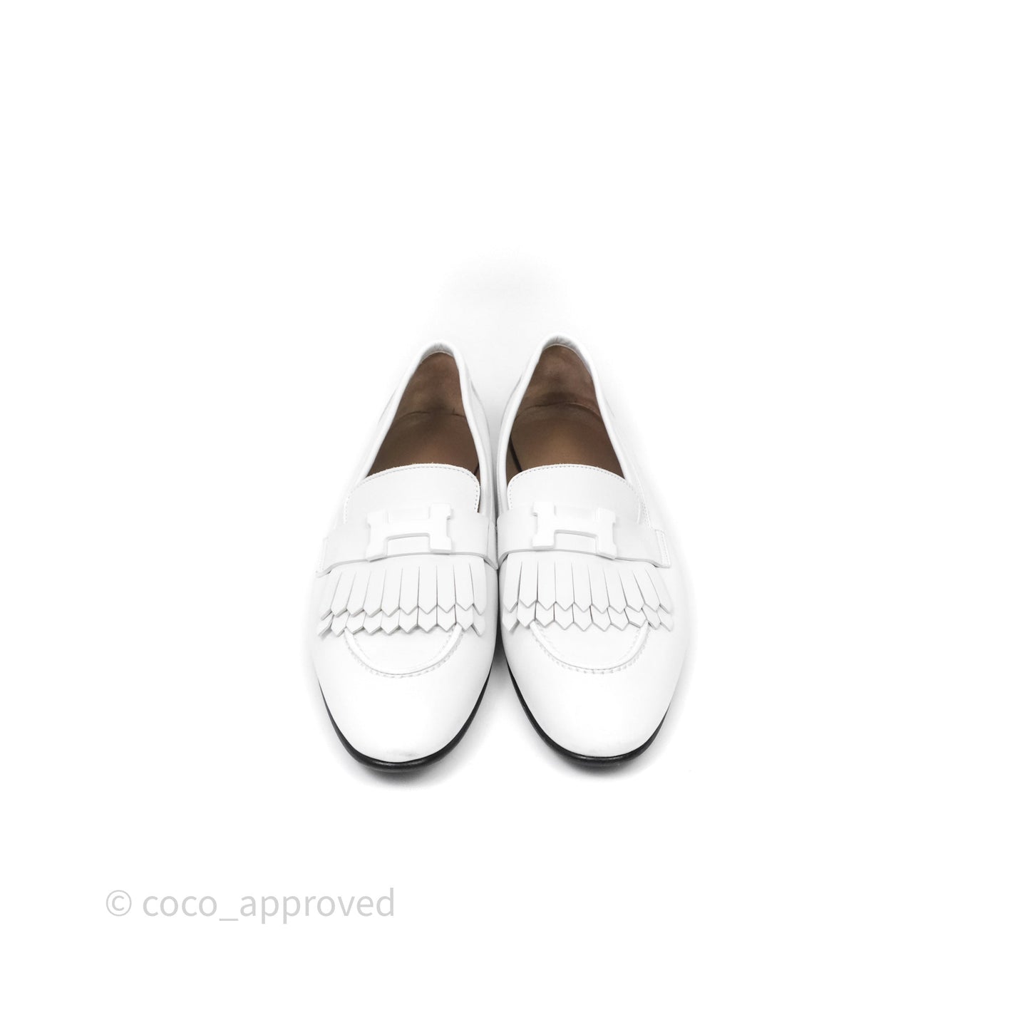 Hermès Royal Loafers White Calfskin Size 38