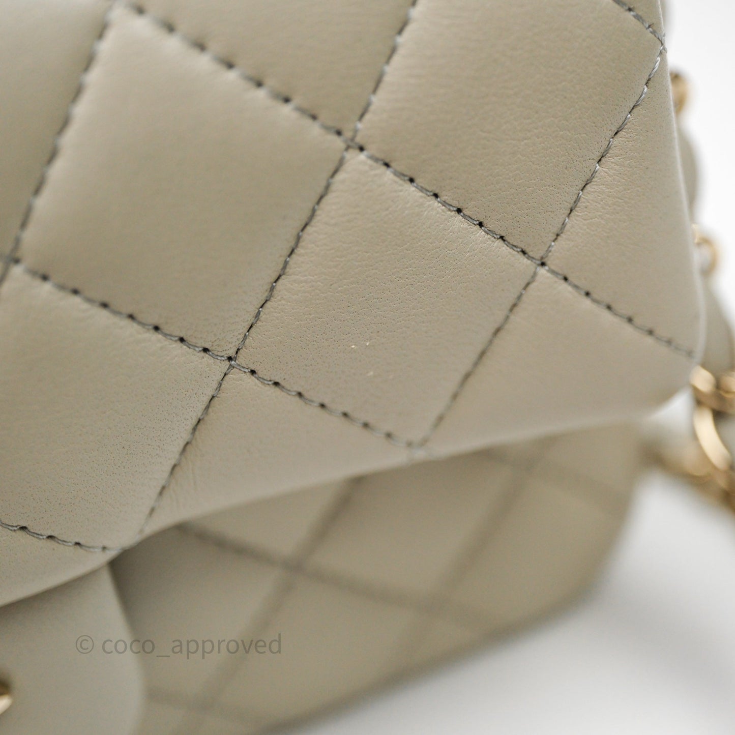Chanel Mini Rectangular Flap Quilted Light Grey Lambskin Gold Hardware 22C