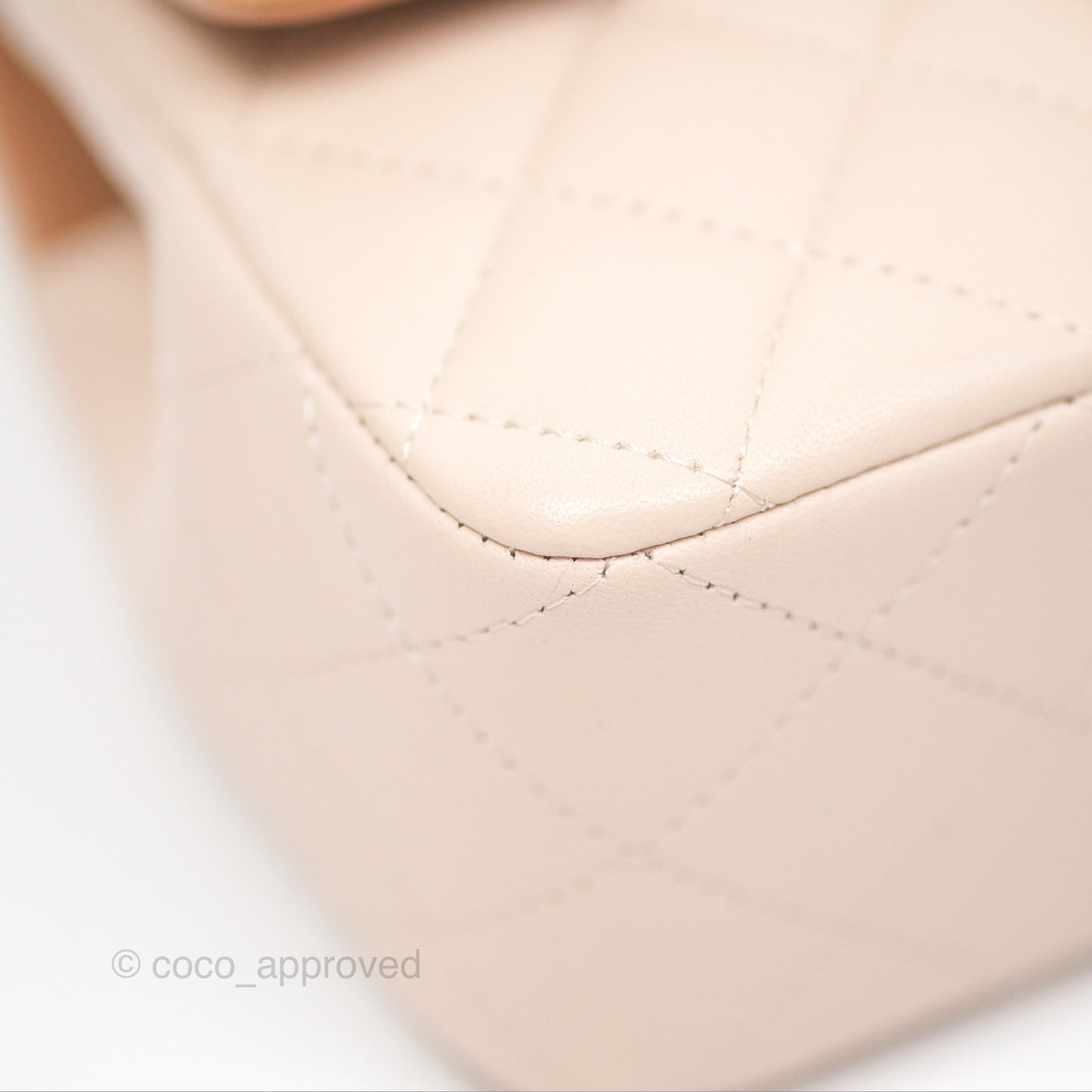 Chanel Top Handle Mini Rectangular Flap Bag Ecru/Beige Lambskin Gold Hardware 23P
