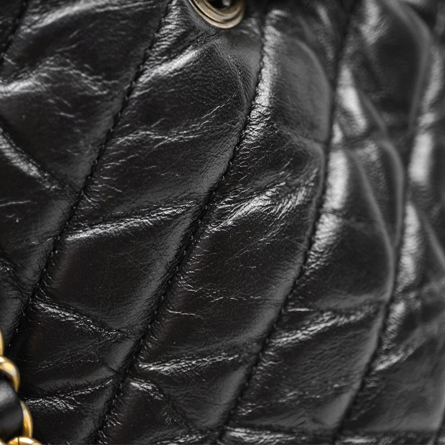 Chanel Small Chevron Gabrielle Backpack Black Aged Calfskin
