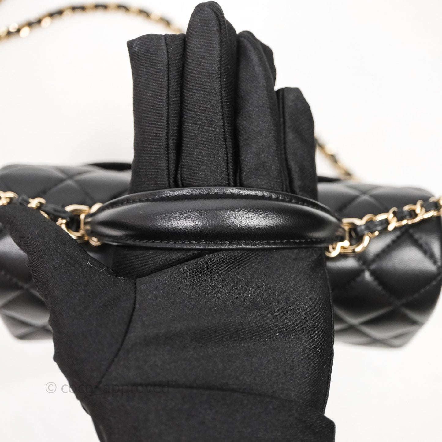 Chanel Top Handle Mini Rectangular Flap Black Lambskin Gold Hardware