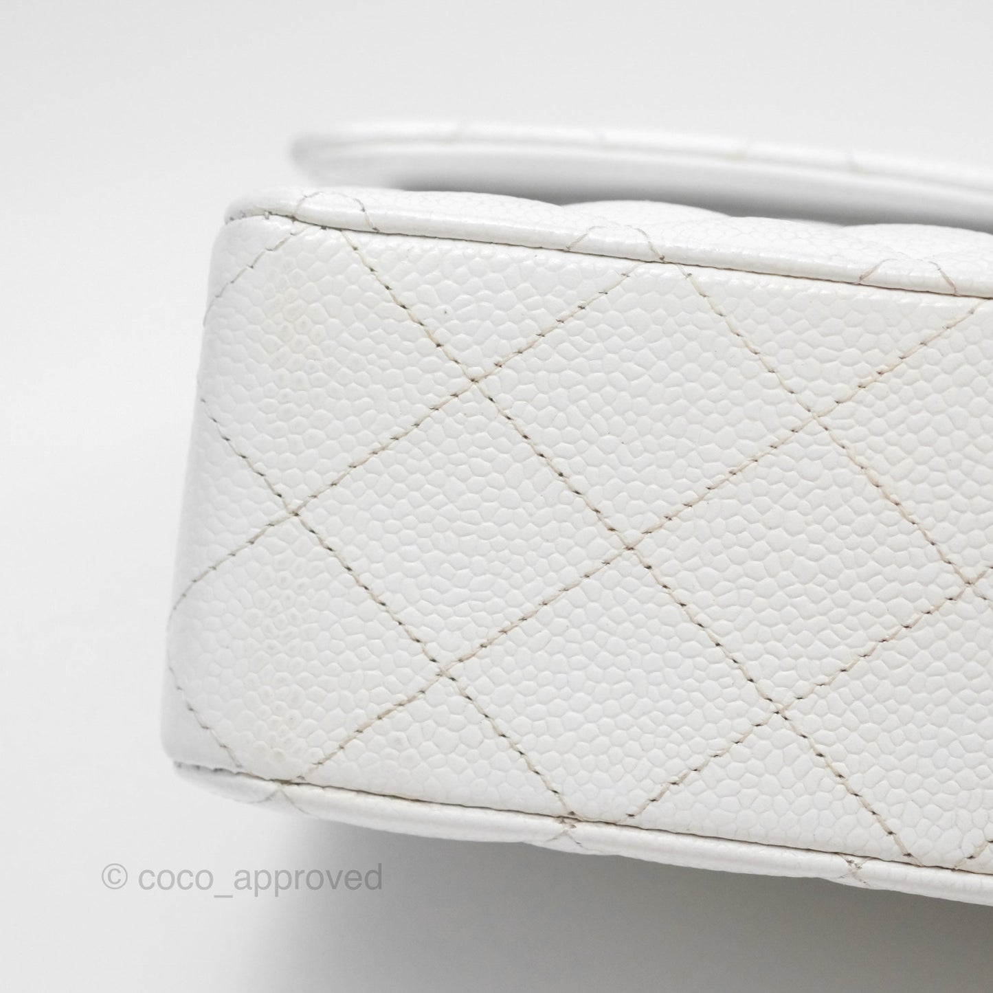 Chanel Classic M/L Medium Double Flap White Caviar Silver Hardware