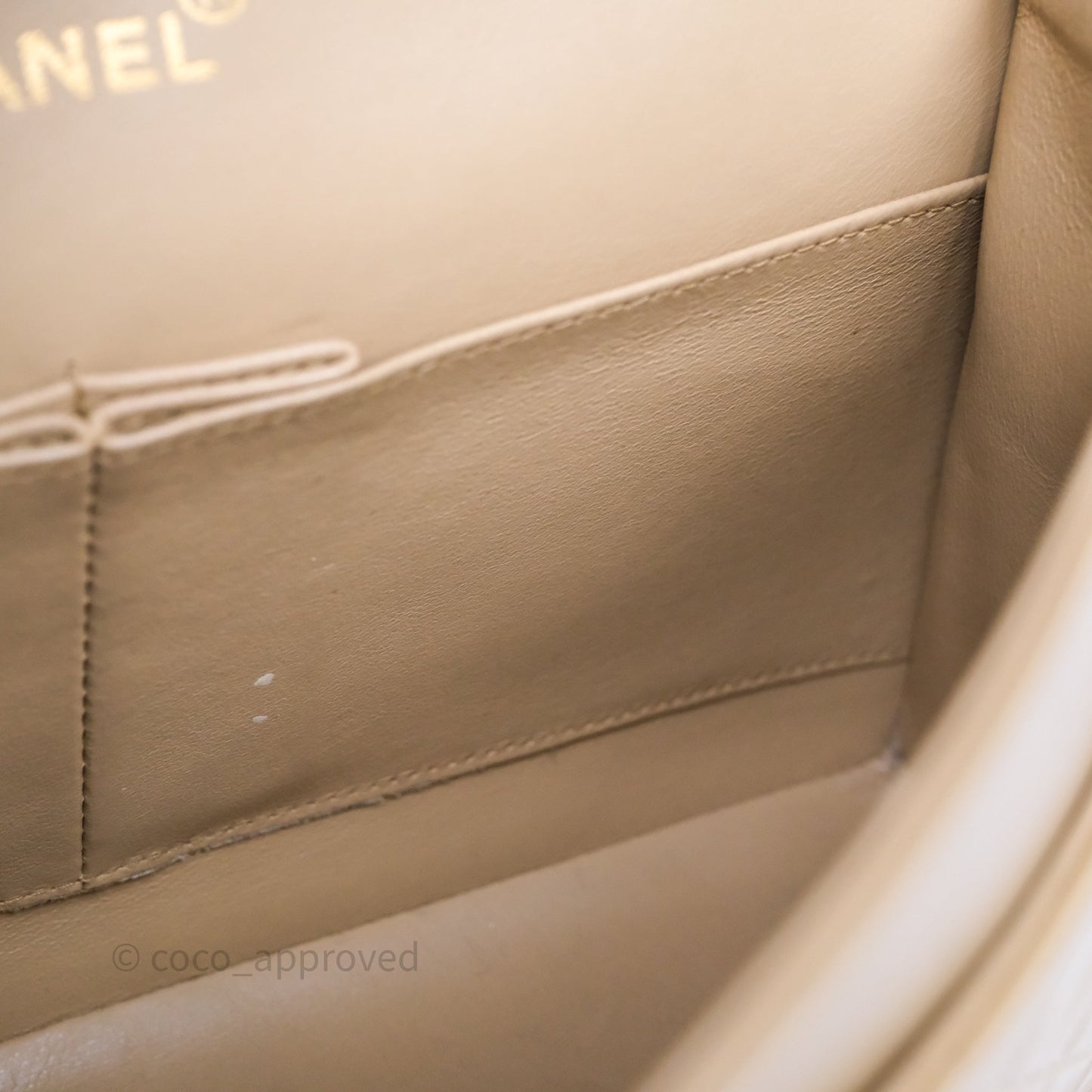 Chanel Vintage Medium Classic Flap Beige Lambskin 24K Gold Hardware