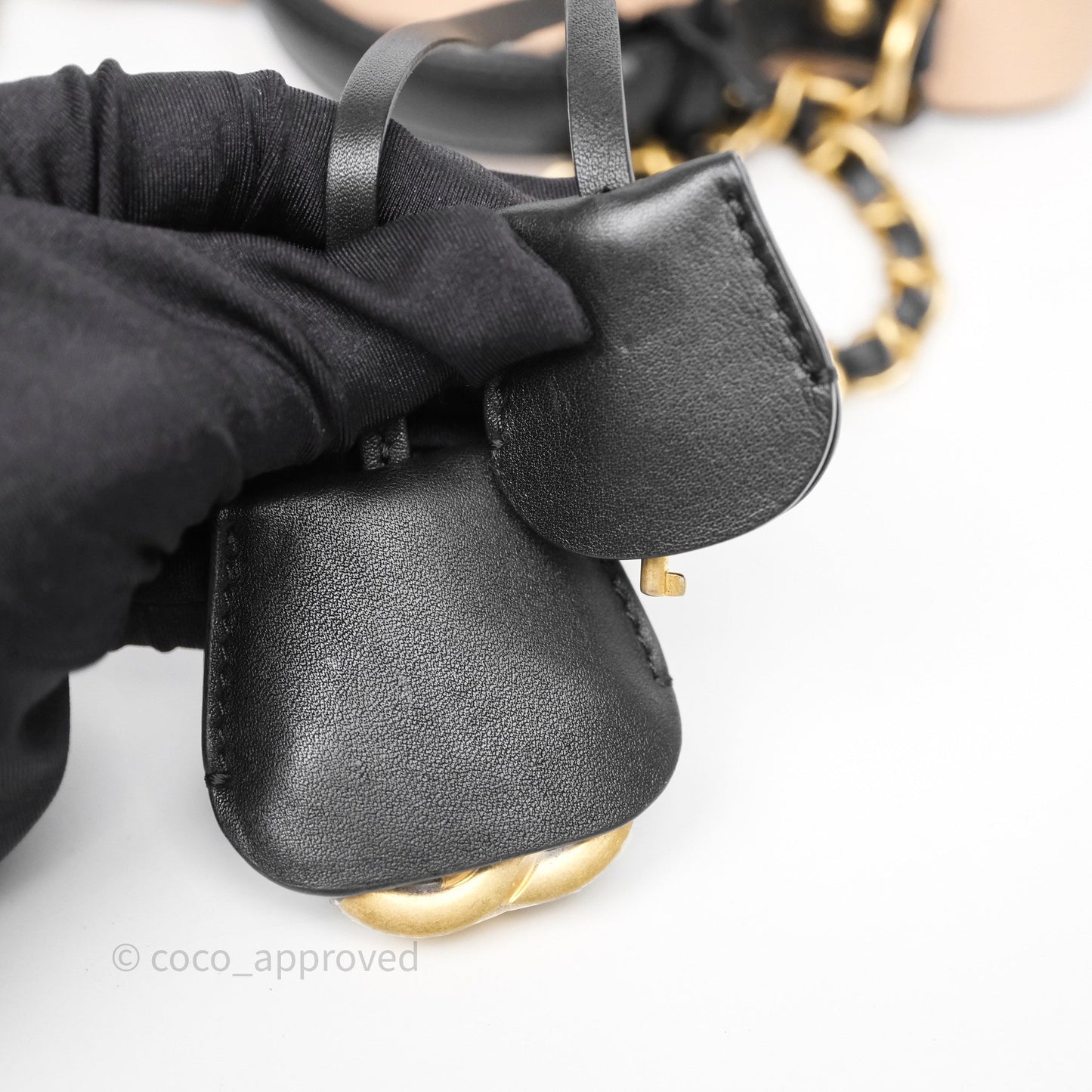 Chanel Quilted Medium CC Filigree Vanity Case Beige Black Caviar Aged Gold Hardware