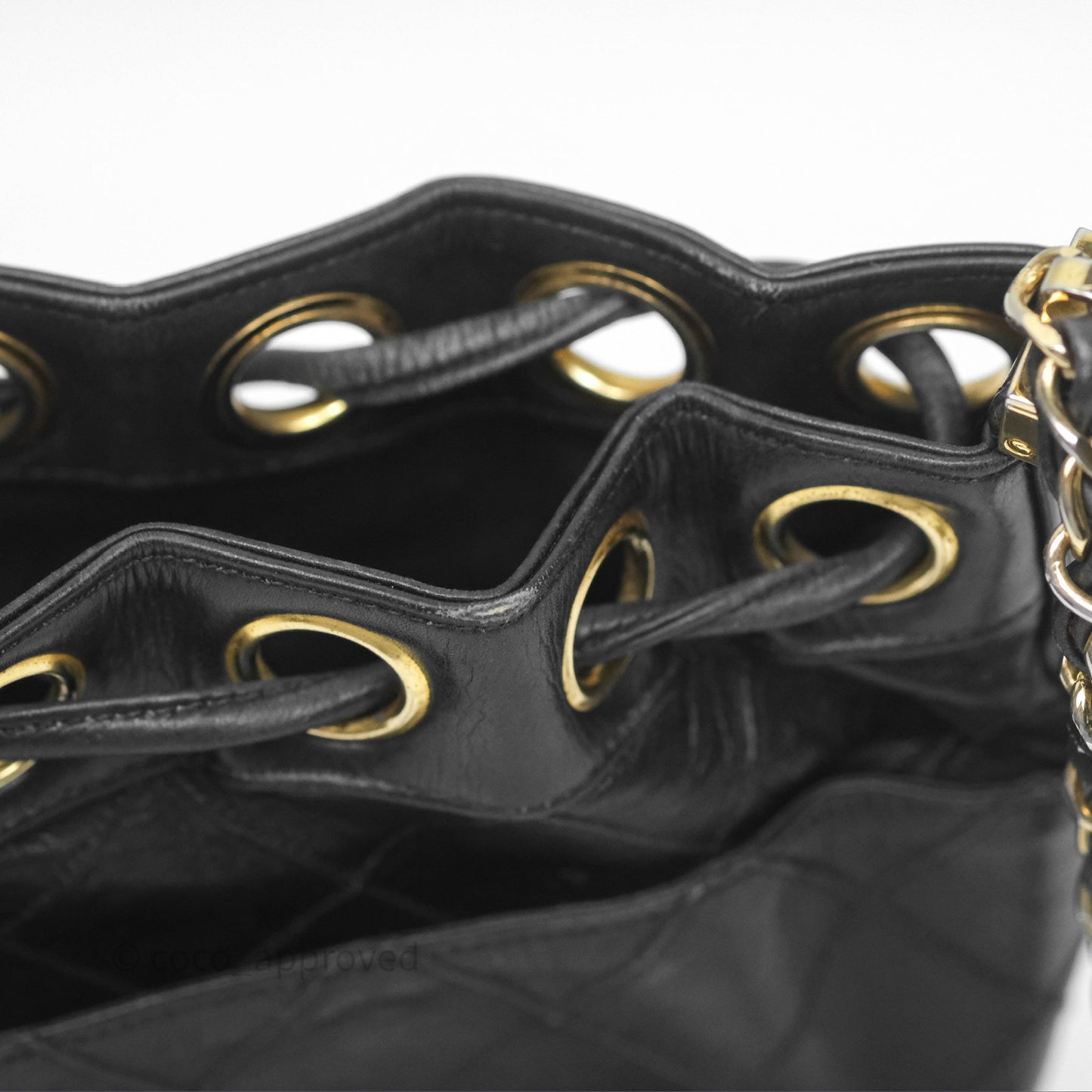 Chanel Vintage Mini CC Bucket Bag Black Lambskin Gold Hardware