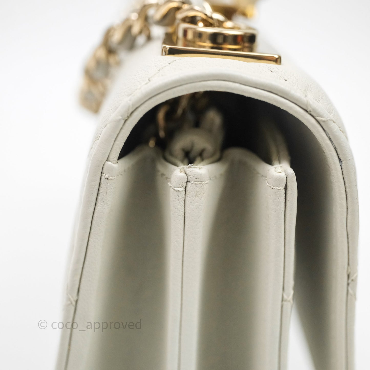 Chanel Trendy CC Wallet On Chain WOC Light Grey Lambskin Gold Hardware N