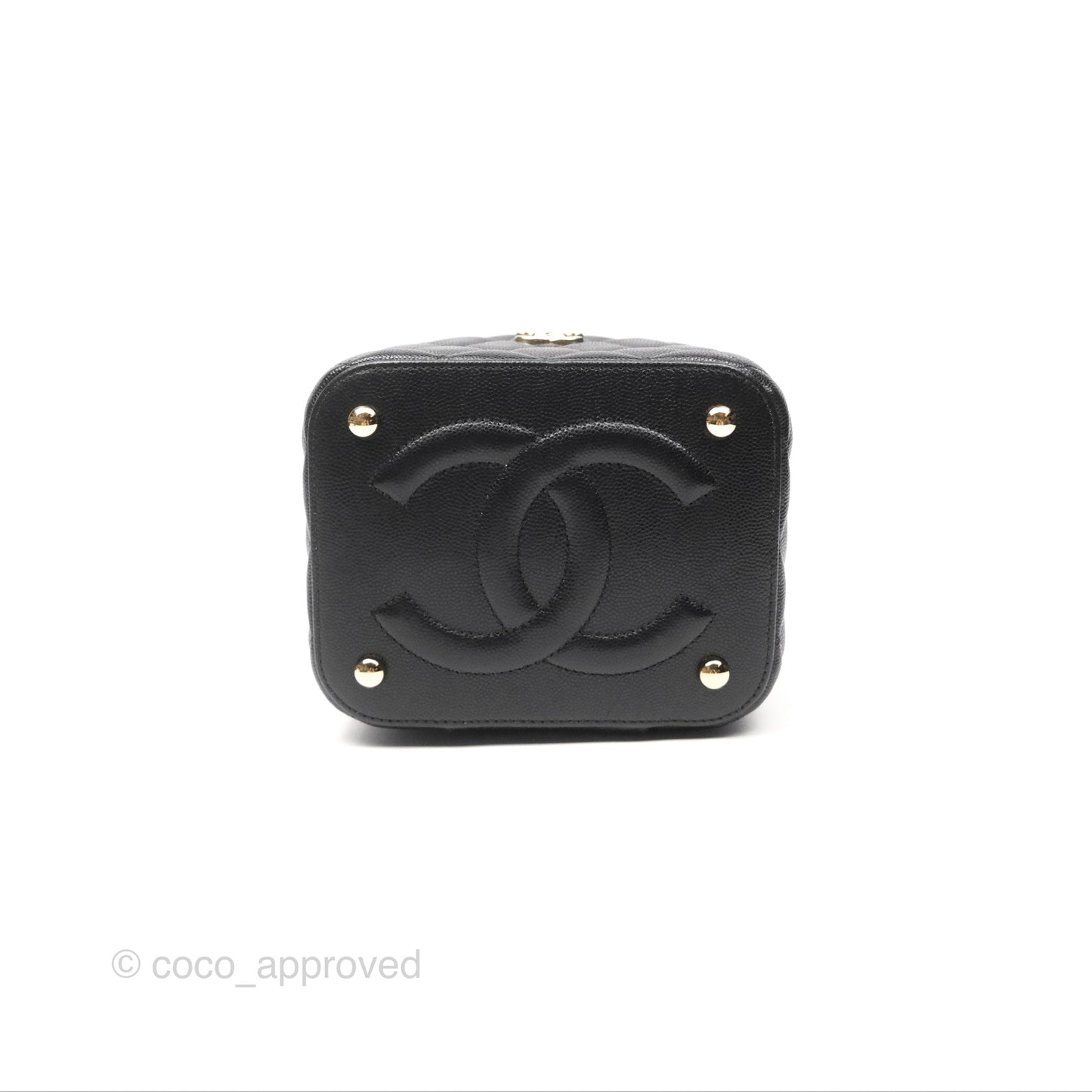 Chanel Quilted Top Handle Vanity Case Black Caviar Gold Hardware
