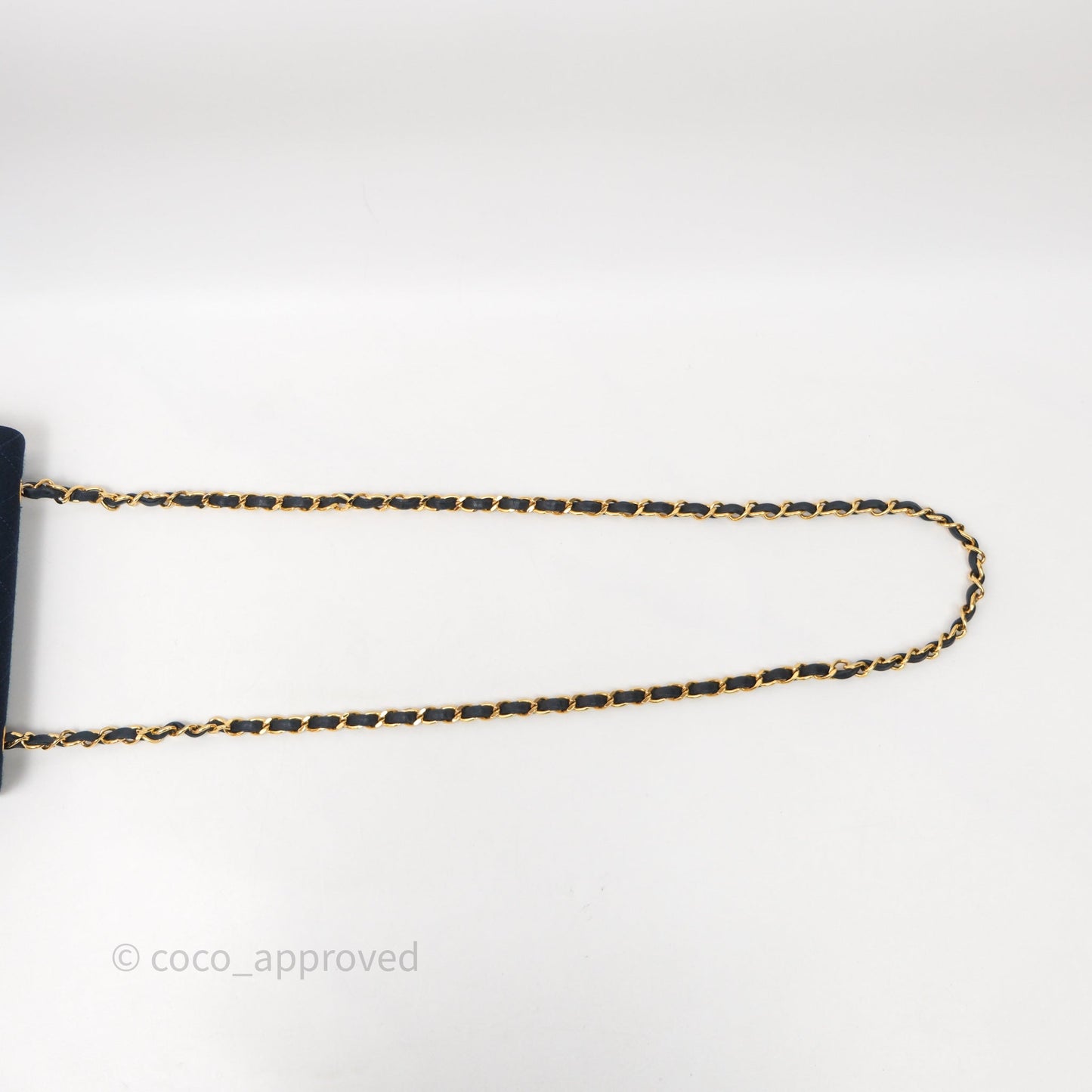 Chanel Vintage Mini Full Flap Bag Navy Fabrics / Lambskin 24K Gold Hardware