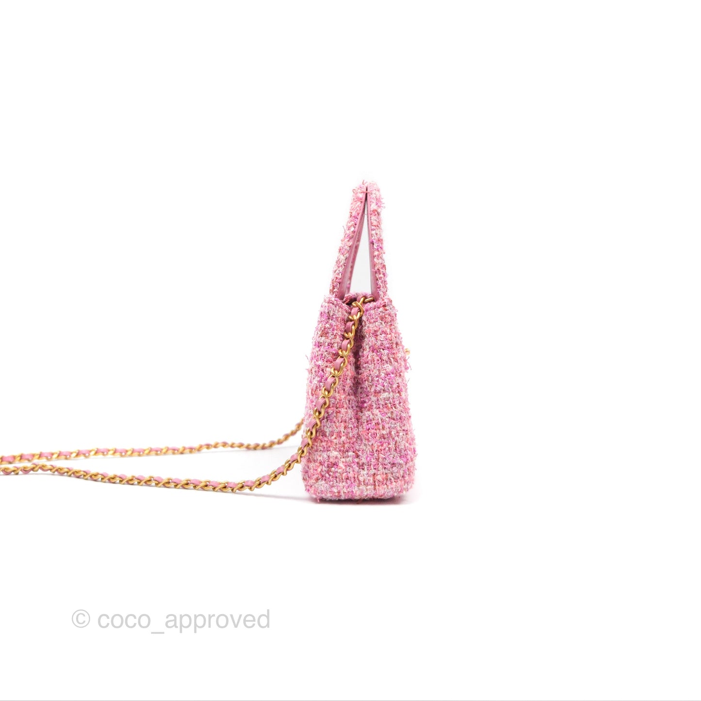 Chanel Kelly Bag Pink Tweed Aged Gold Hardware