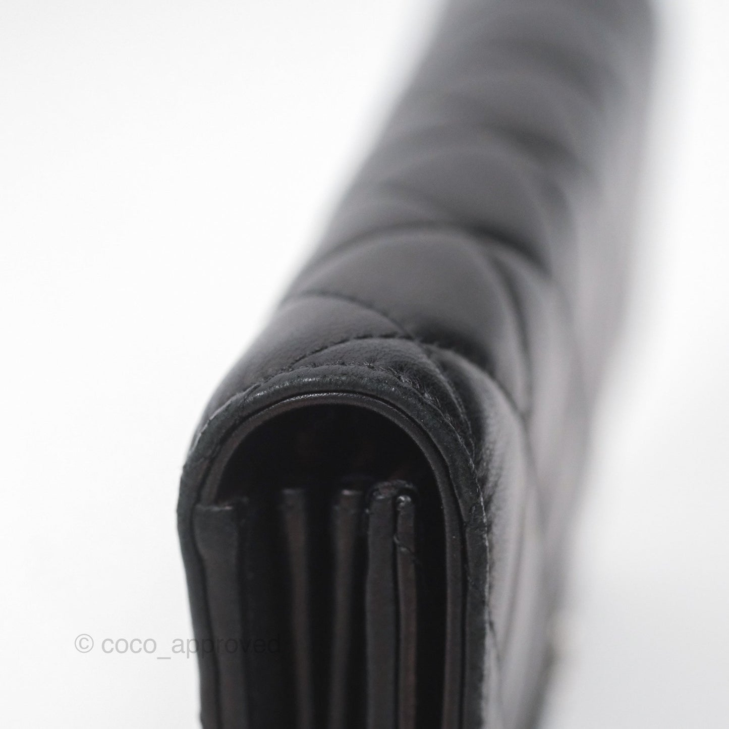 Chanel Quilted Classic Zip Long Wallet Black Lambskin Silver Hardware