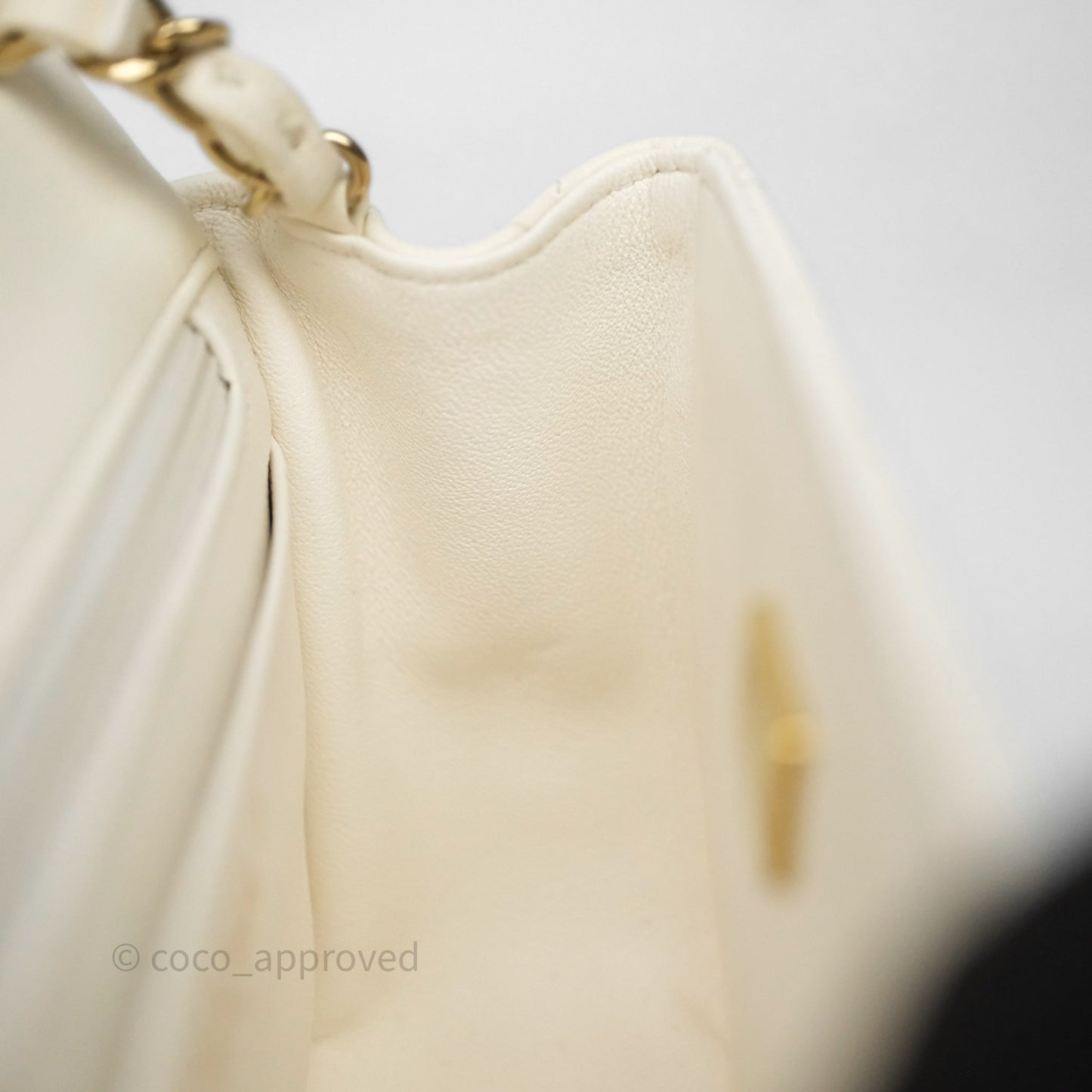 Chanel Quilted Mini Square White Lambskin Gold Hardware