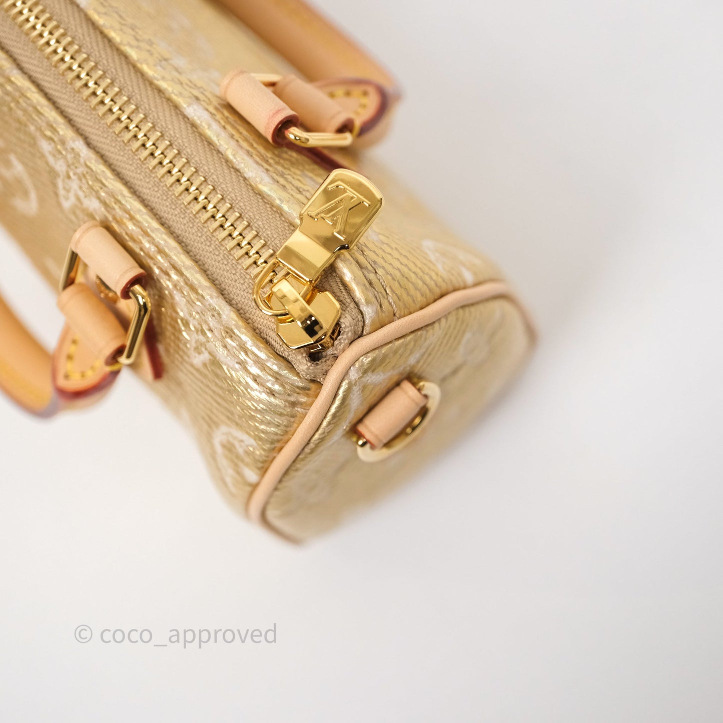 Louis Vuitton Nano Speedy Monogram Gold Jacquard Fabric