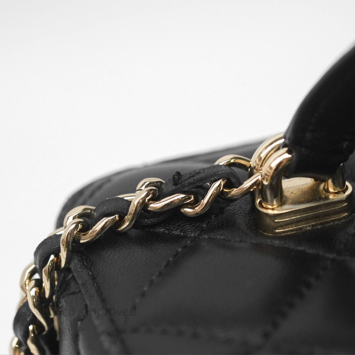 Chanel Classic Vanity Rectangular Top Handle With Chain Black Lambskin Gold Hardware