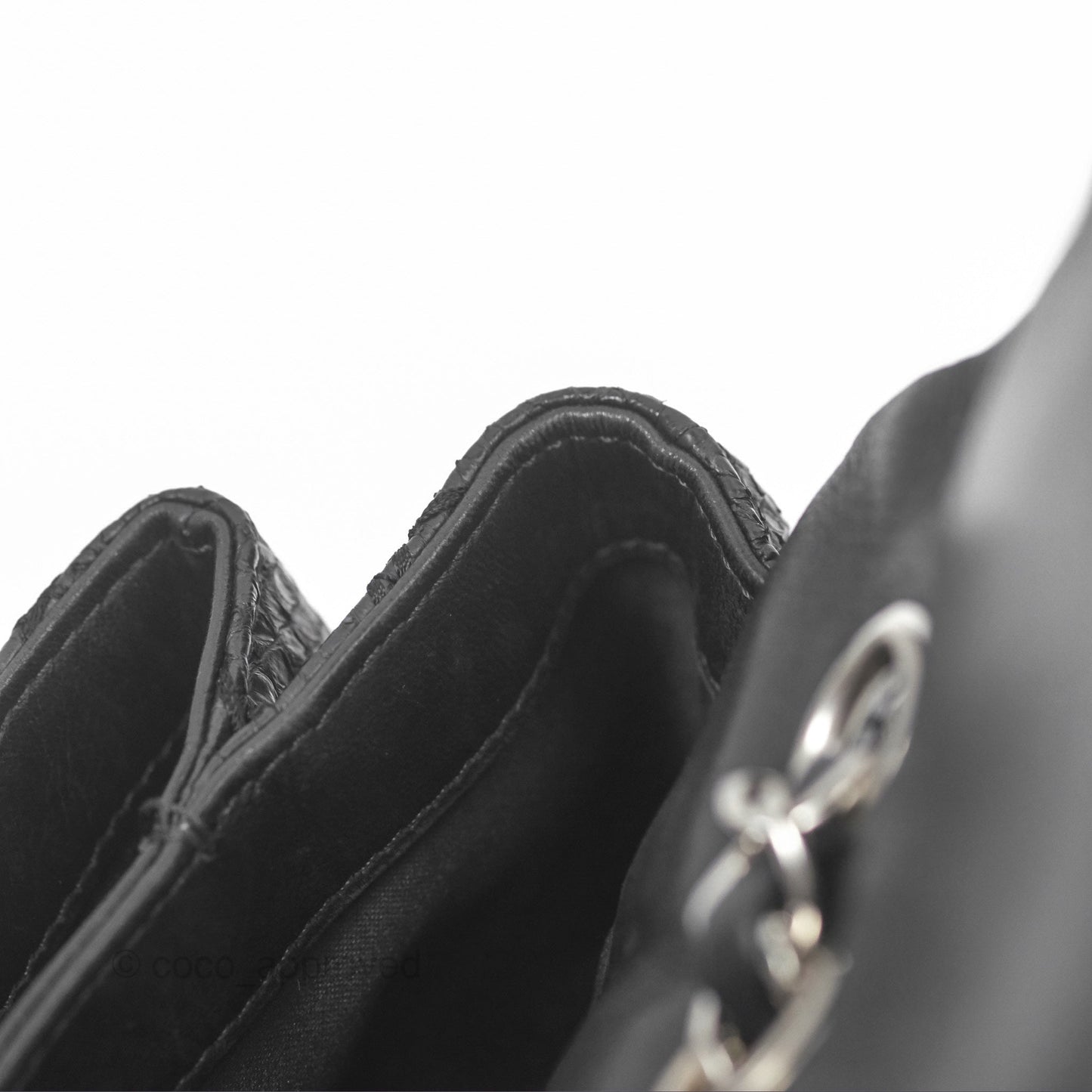 Chanel Quilted Ultimate Stitch Flap Bag Matte Python Black Silver Hardware