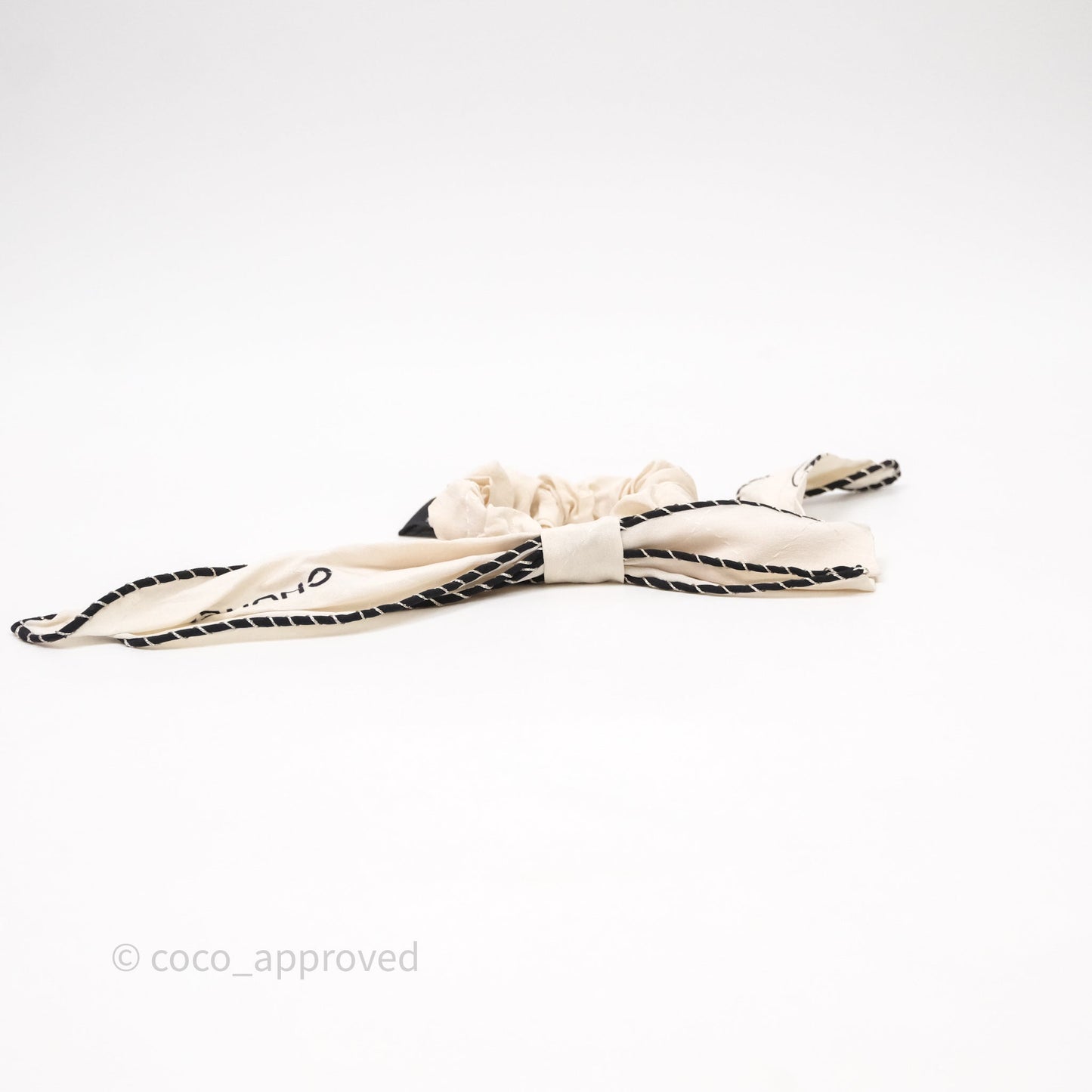 Chanel Bow Silk Hair Accessory Ivory & Black