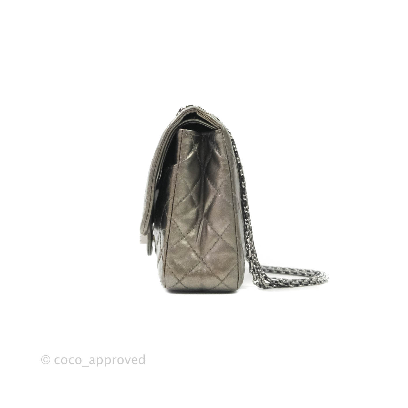 Chanel Quilted Reissue 226 Metallic Aged Calfskin Gun Metal Hardware