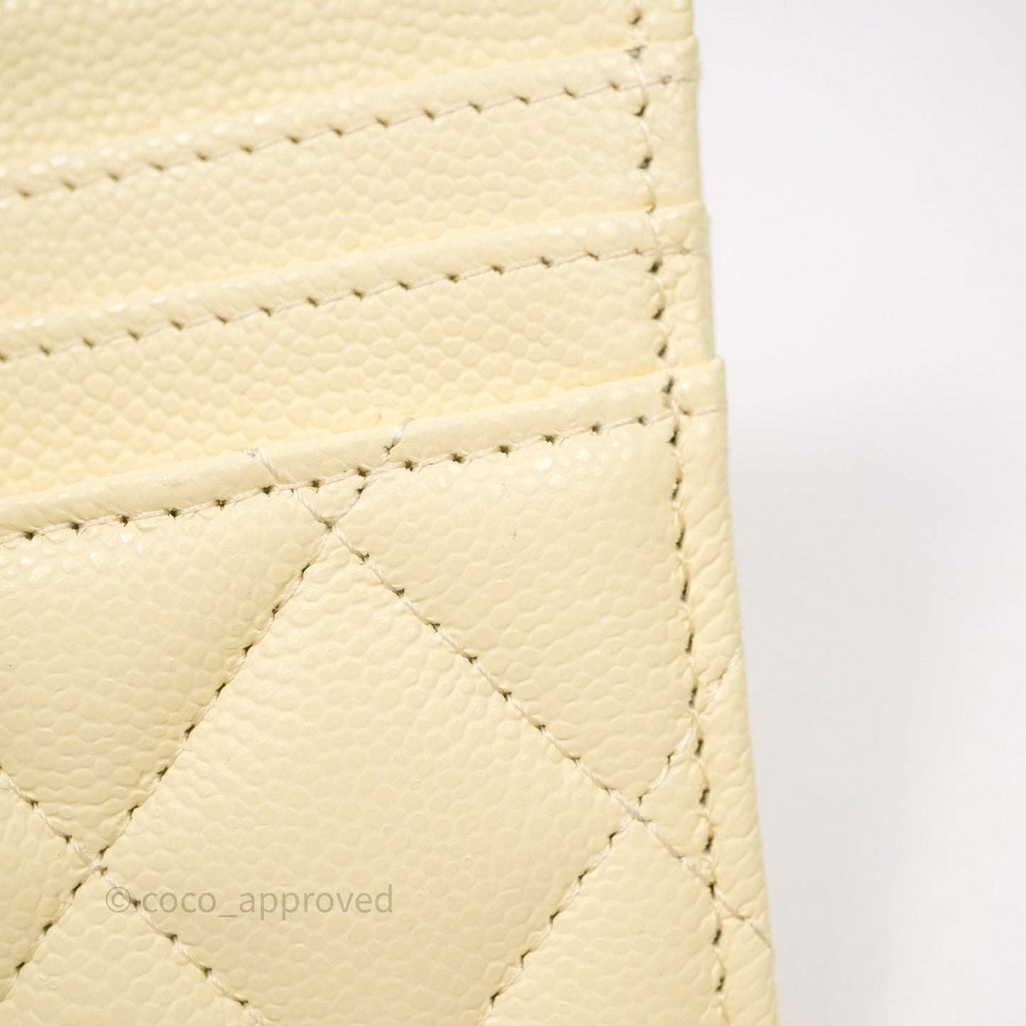 Chanel Quilted Card Holder Yellow Caviar Gold Hardware