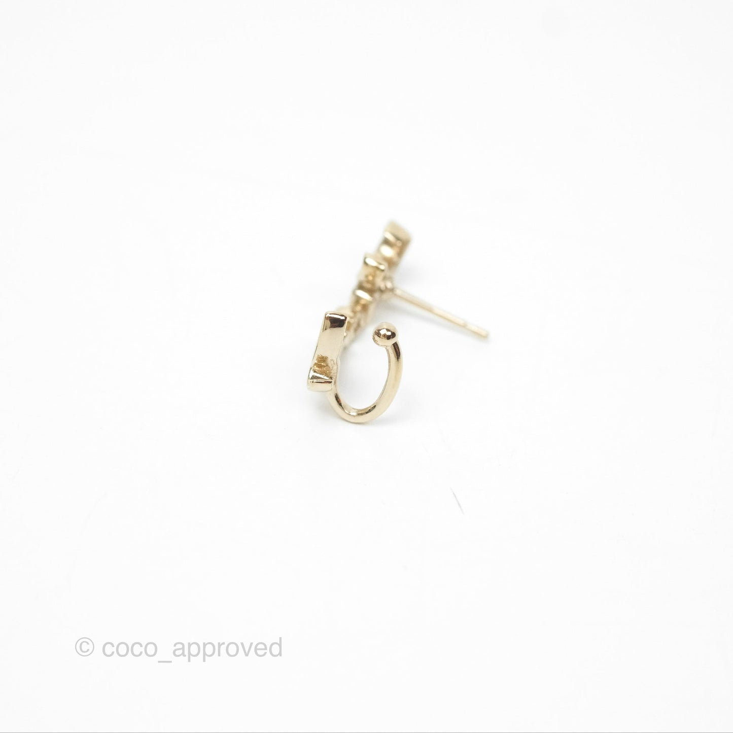 Chanel CC Coco Crystal Earrings Ear Clip Gold Tone 23V