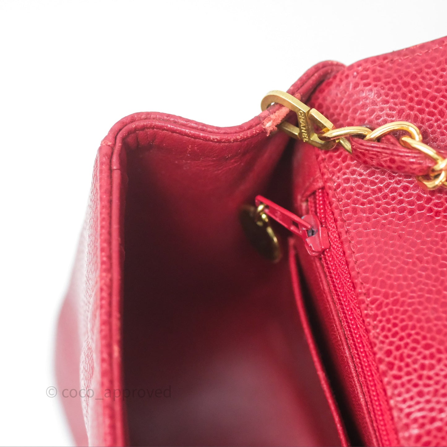 Chanel Medium Vintage Quilted Classic Diana Flap Bag Red Caviar 24K Gold Hardware