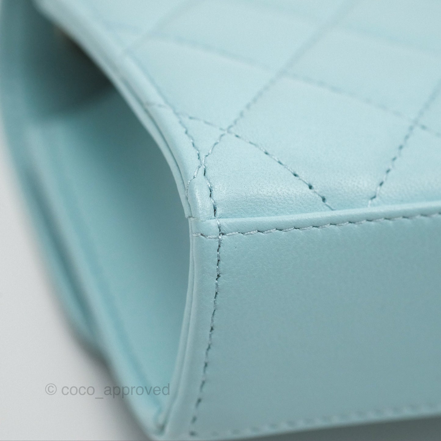 Chanel Mini Quilted Trendy CC Clutch With Chain Tiffany Blue Lambskin Gold Hardware