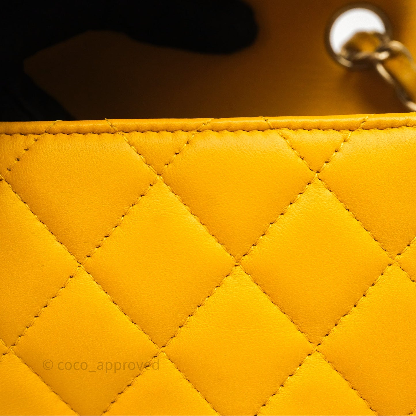 Chanel Mini Square Flap Quilted Yellow Lambskin Gold Hardware