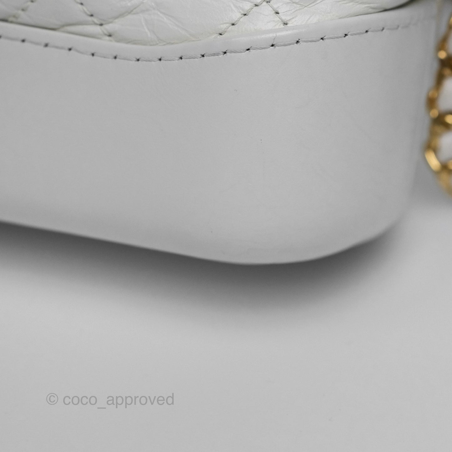 Chanel Small Gabrielle Hobo Quilted White Aged Calfskin