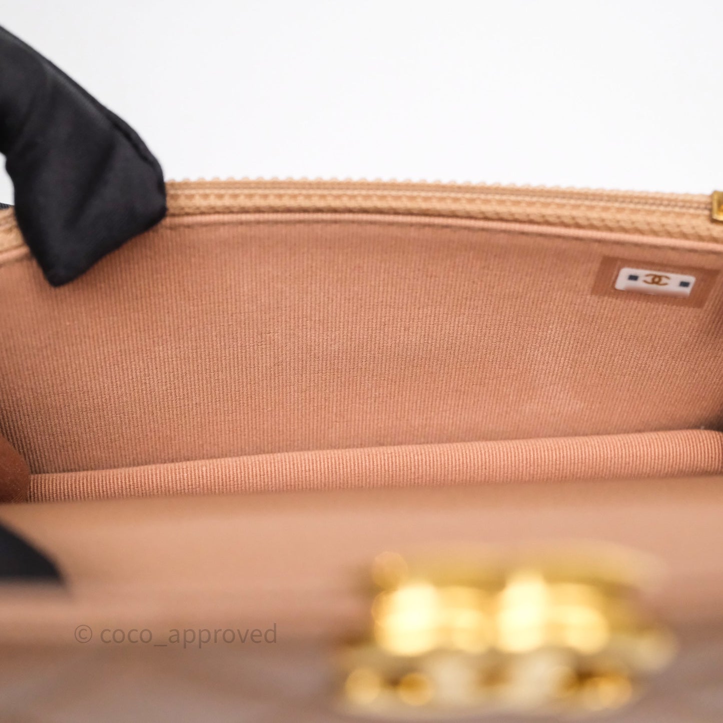 Chanel Coco First Phone Holder Dark Beige Caviar Gold Hardware 22K