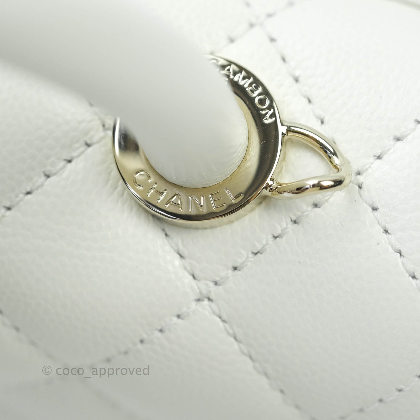 Chanel Extra Mini Coco Handle Quilted White Caviar Gold Hardware
