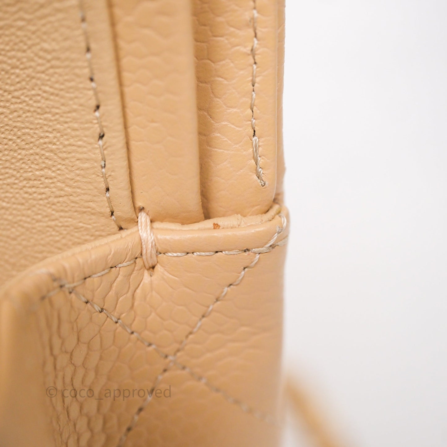 Chanel Classic M/L Medium Flap Quilted Beige Caviar Gold Hardware
