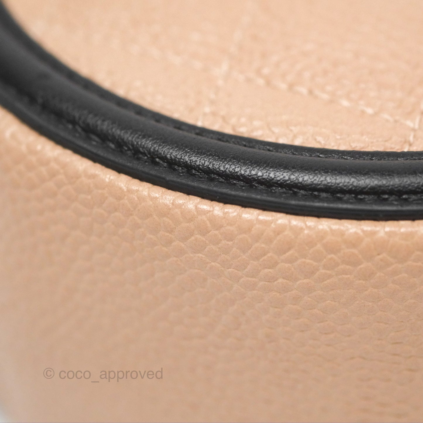 Chanel Quilted Round Filigree Clutch With Chain Beige Black Caviar Gold Hardware