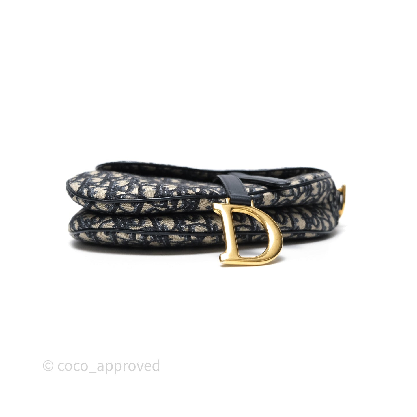 Christian Dior Saddle Bag Blue Oblique Jacquard Gold Hardware