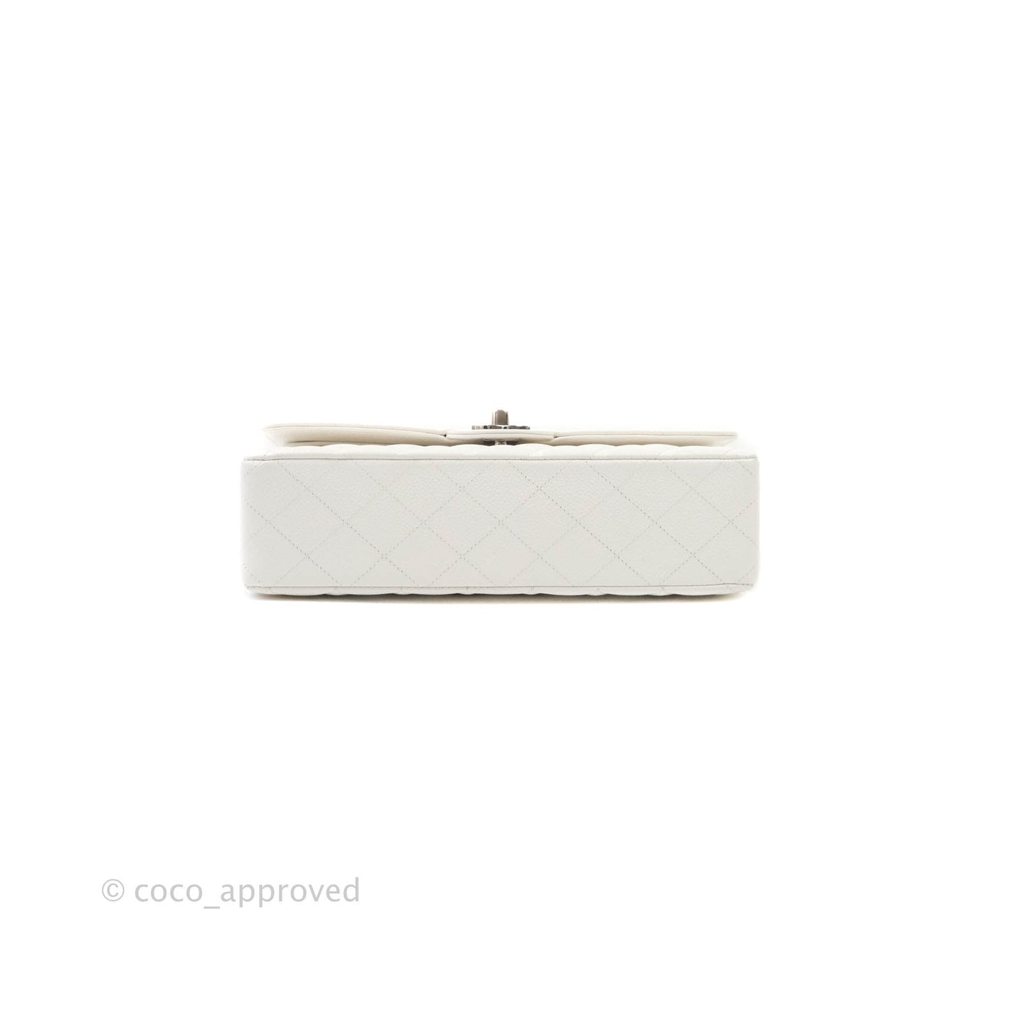 Chanel Quilted M/L Medium Double Flap White Caviar Silver Hardware