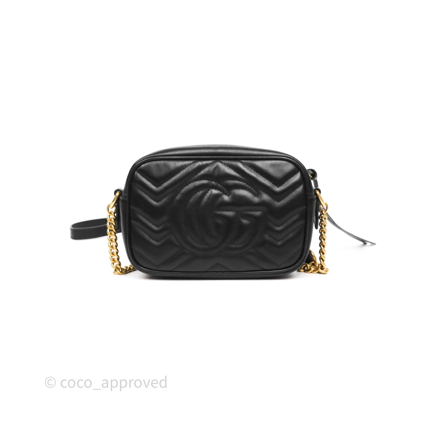 Gucci Mini Matelasse GG Marmont Camera Bag Black Calfskin Gold Hardware