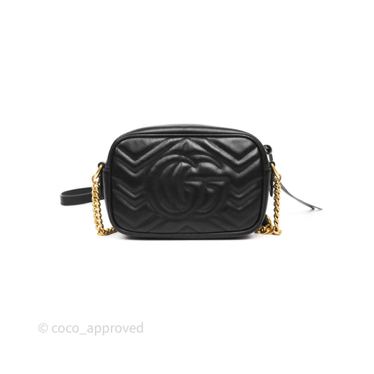 Gucci Mini Matelasse GG Marmont Camera Bag Black Calfskin Gold Hardware