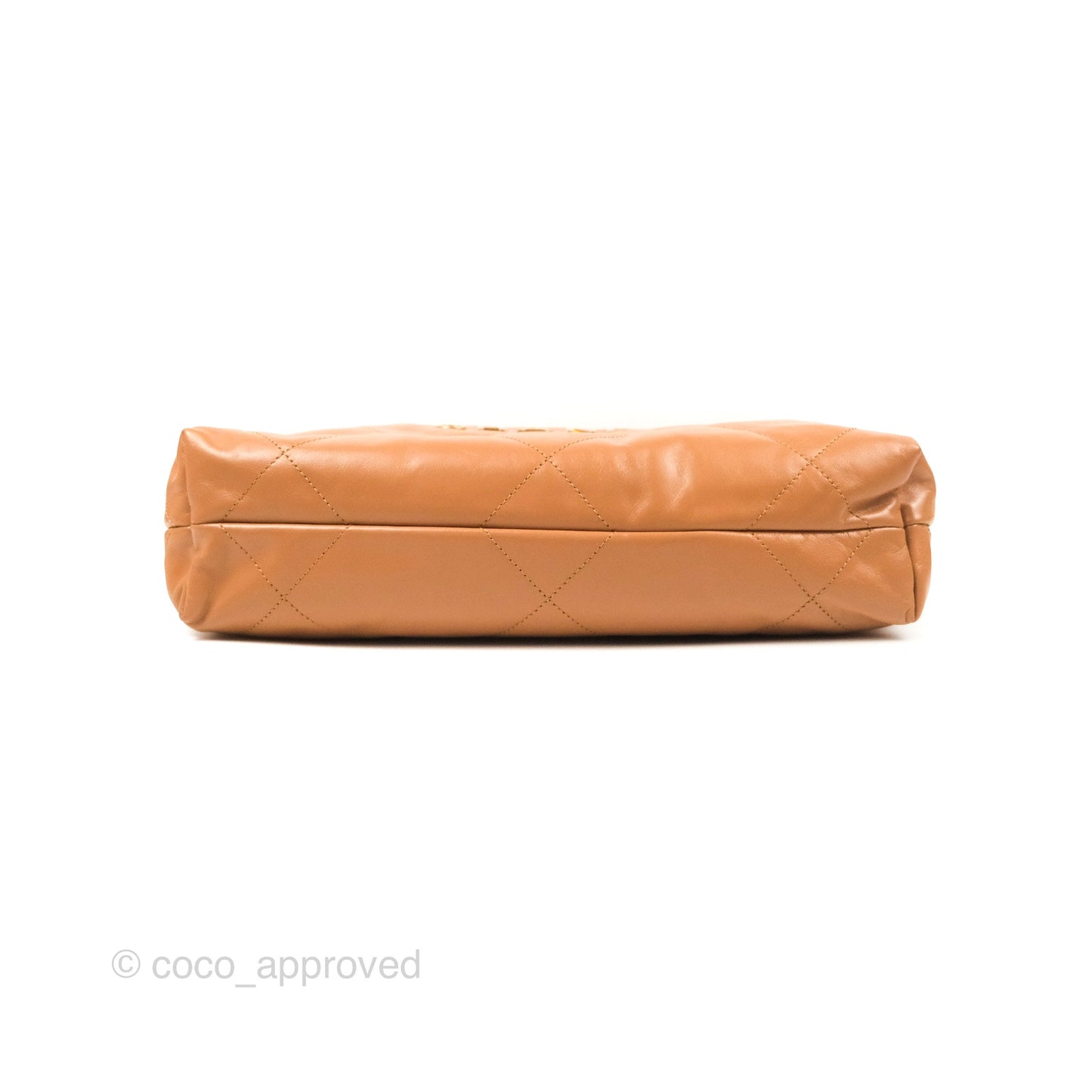Chanel 22 Small Caramel Beige Shiny Calfskin Aged Gold Hardware