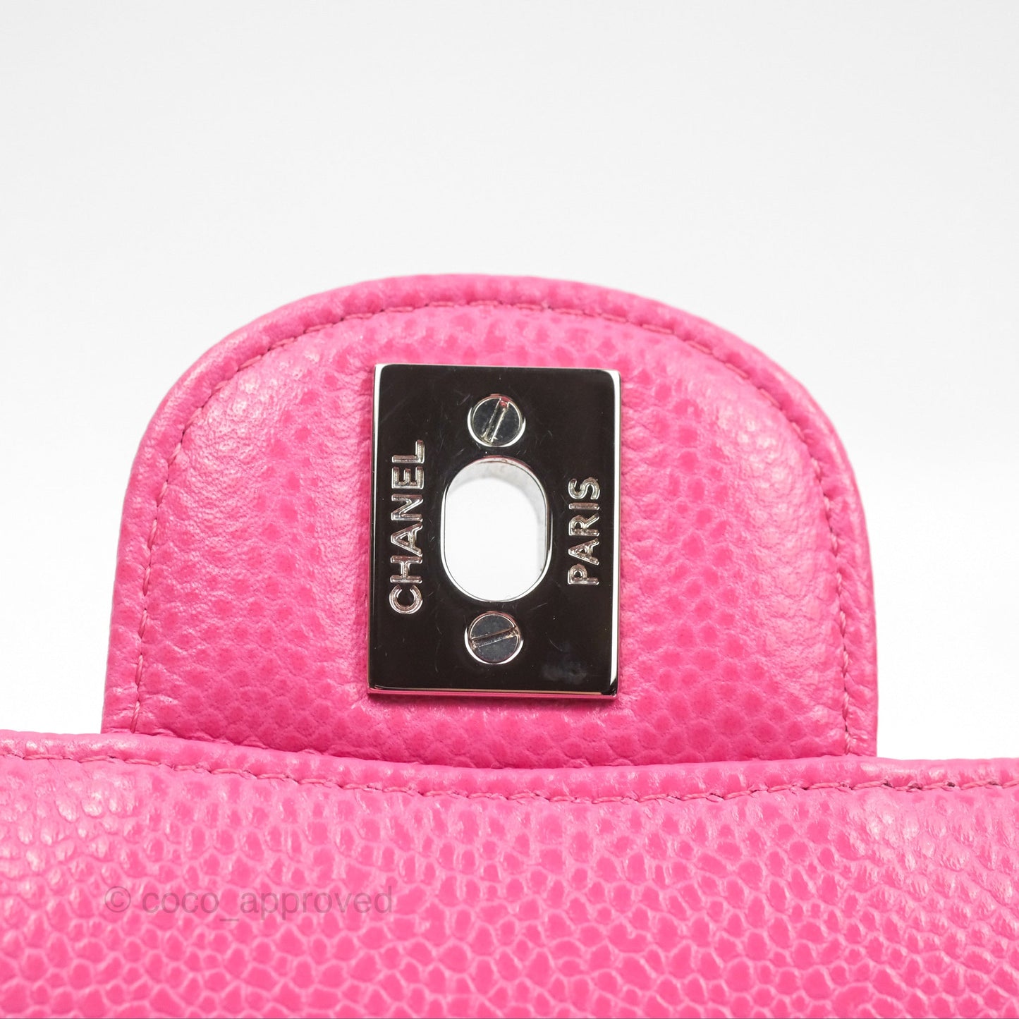 Chanel Medium Classic Flap Chevron Pink Caviar Silver Hardware