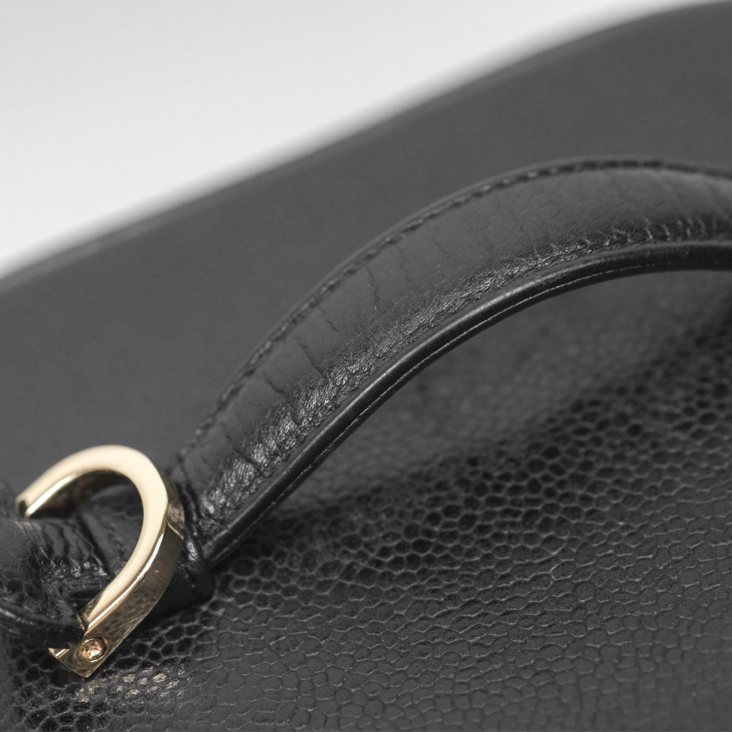Chanel Vintage Vanity Case Black Caviar Gold Hardware