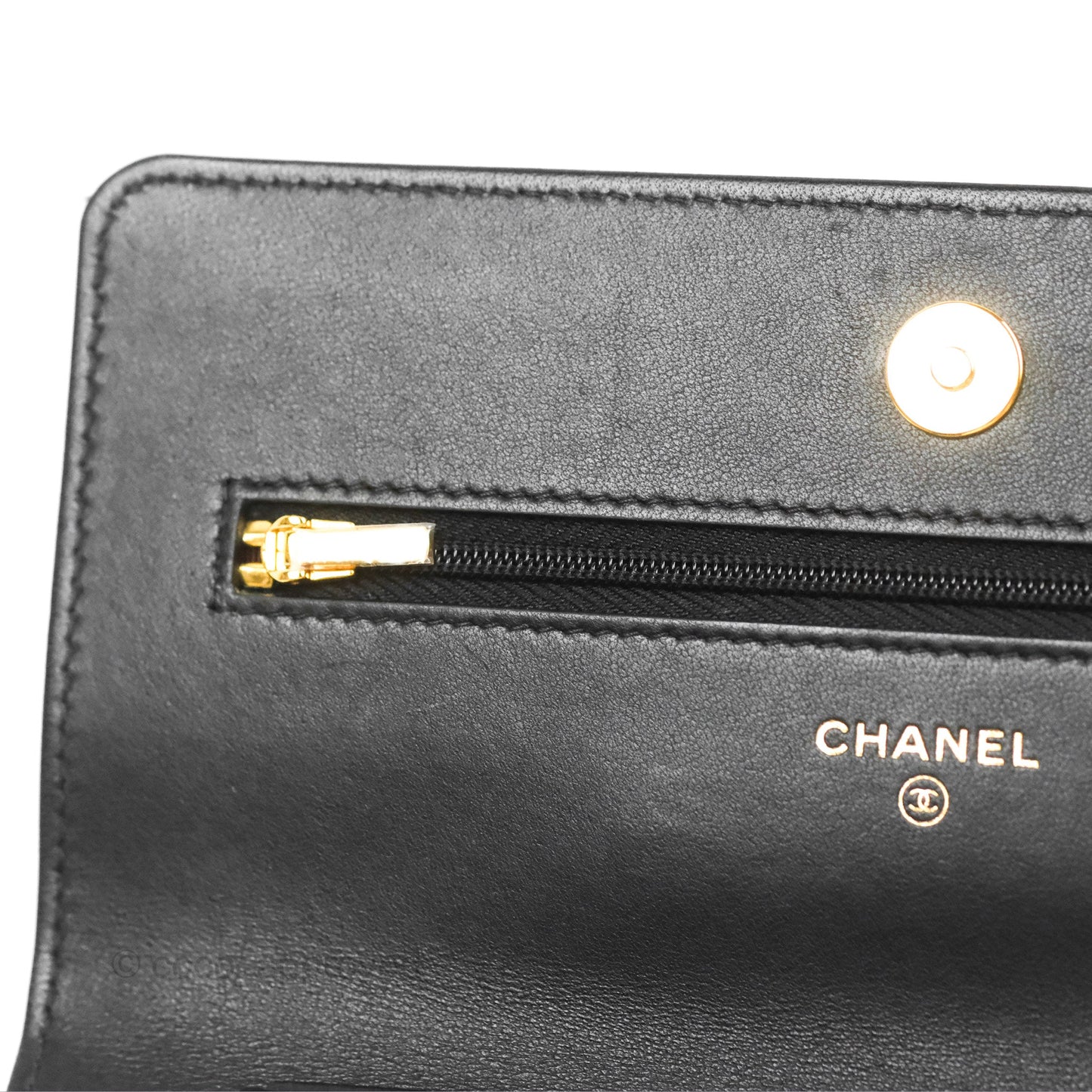Chanel Quilted Classic WOC Black Lambskin Gold Hardware