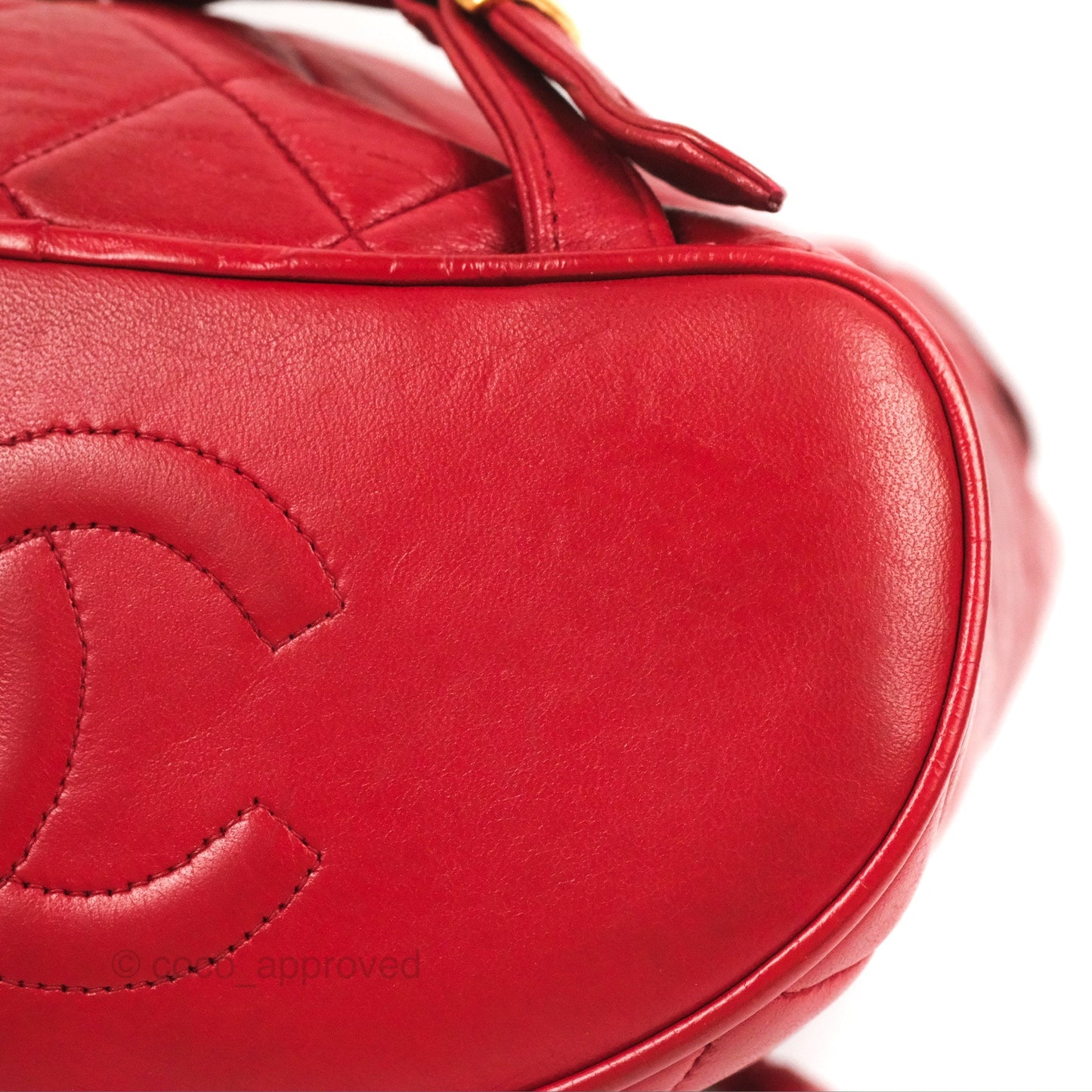 Chanel Vintage CC Duma Backpack Red Lambskin 24K Gold Hardware