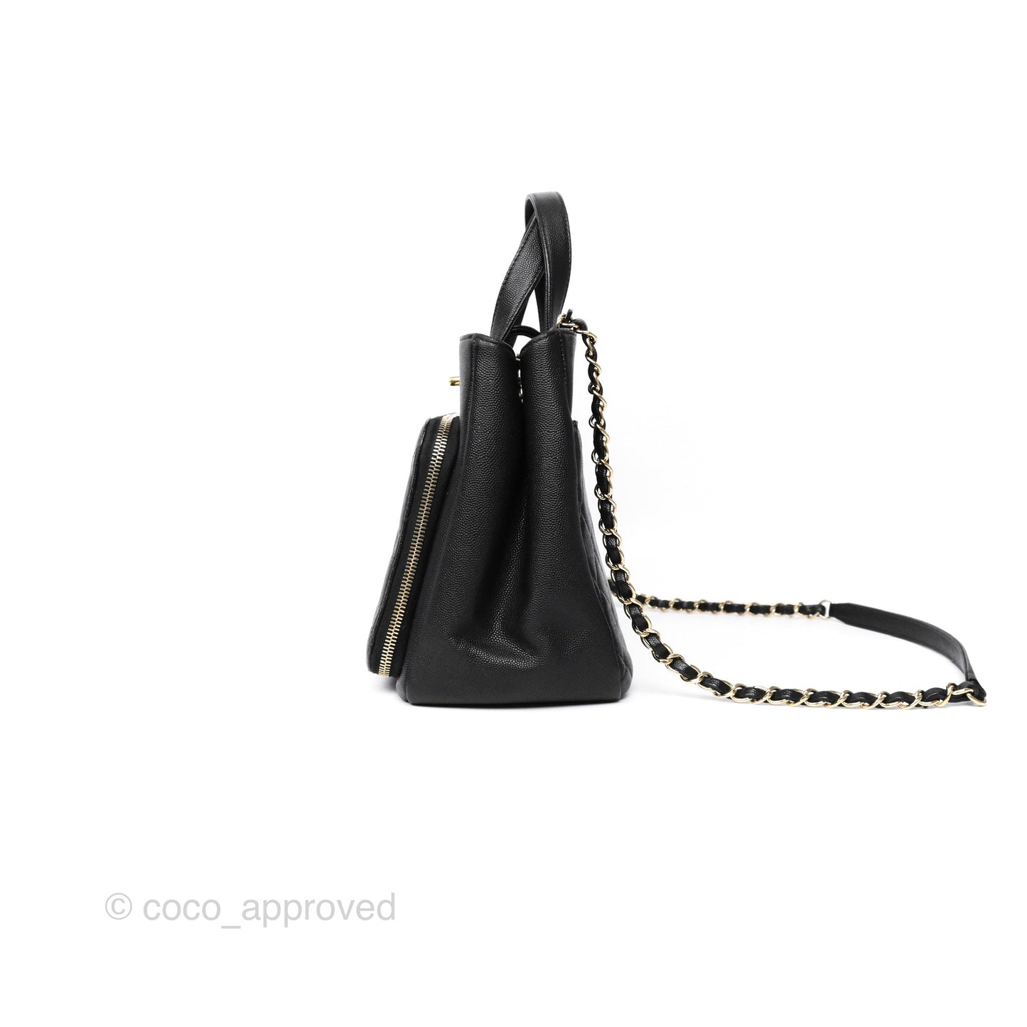 Chanel Small Business Affinity Shopping Bag Black Caviar Gold Hardware