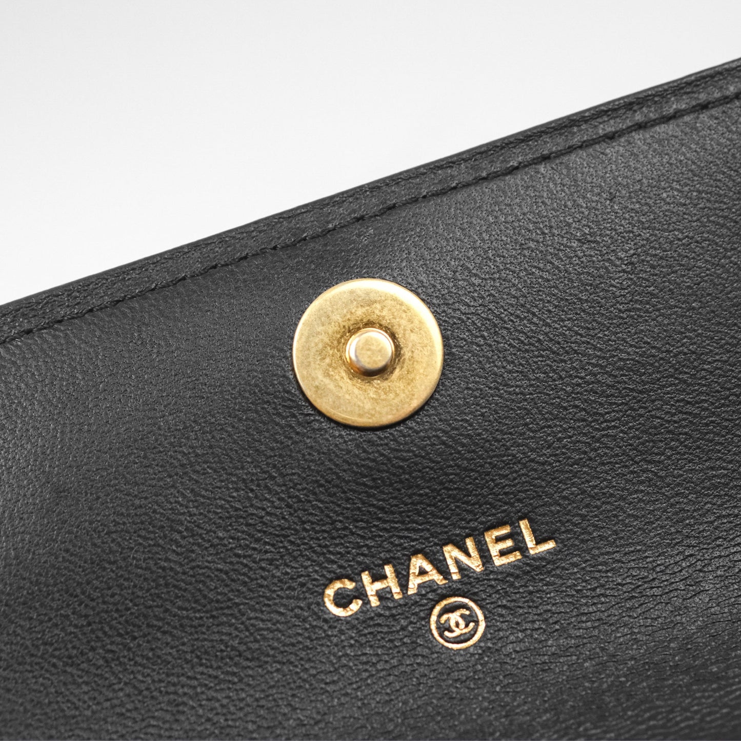 Chanel Top Handle Clutch With Chain Black Lambskin Aged Gold Hardware