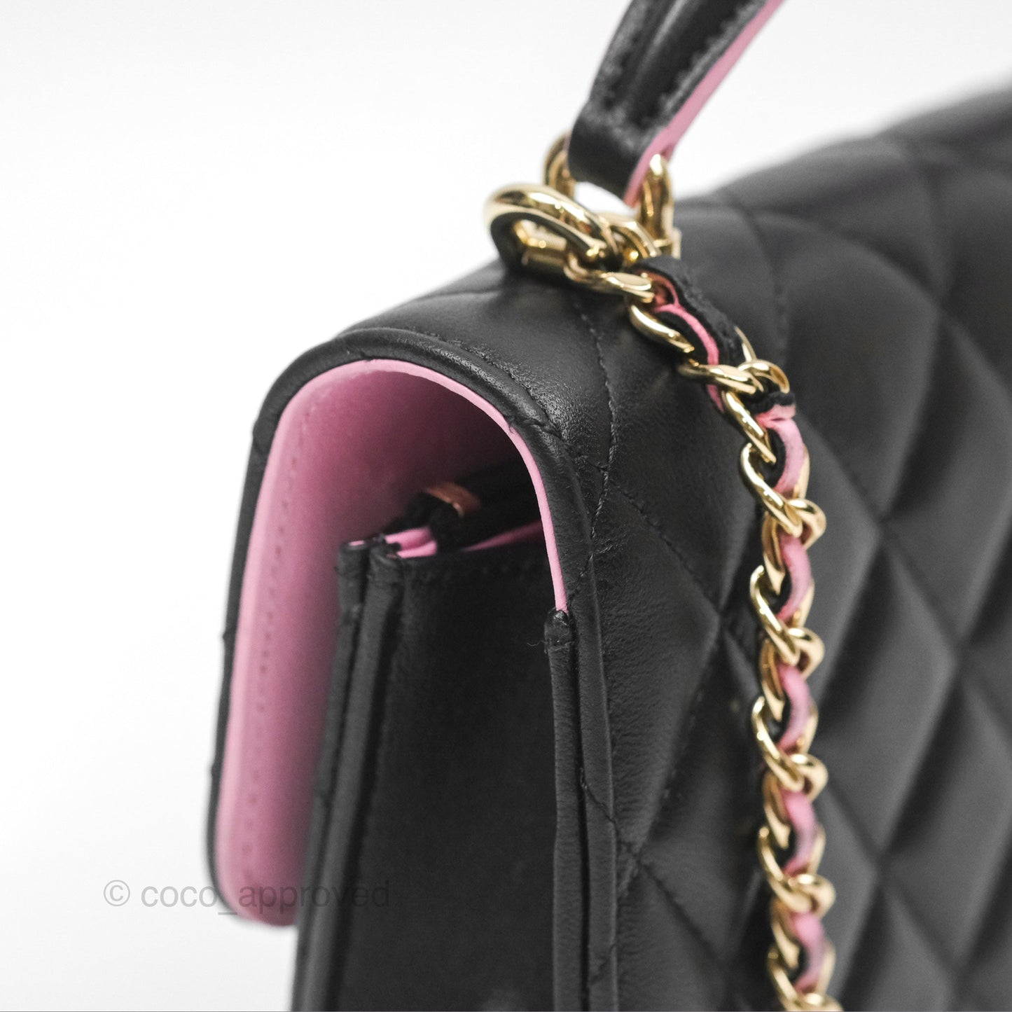 Chanel Top Handle Mini WOC Phone Holder Black/Pink Lambskin Gold Hardware 23P