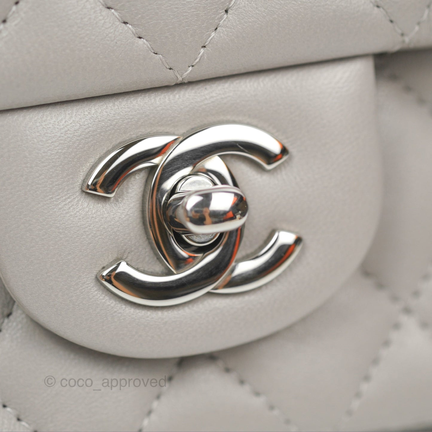 Chanel Quilted Mini Rectangular Grey Lambskin Silver Hardware