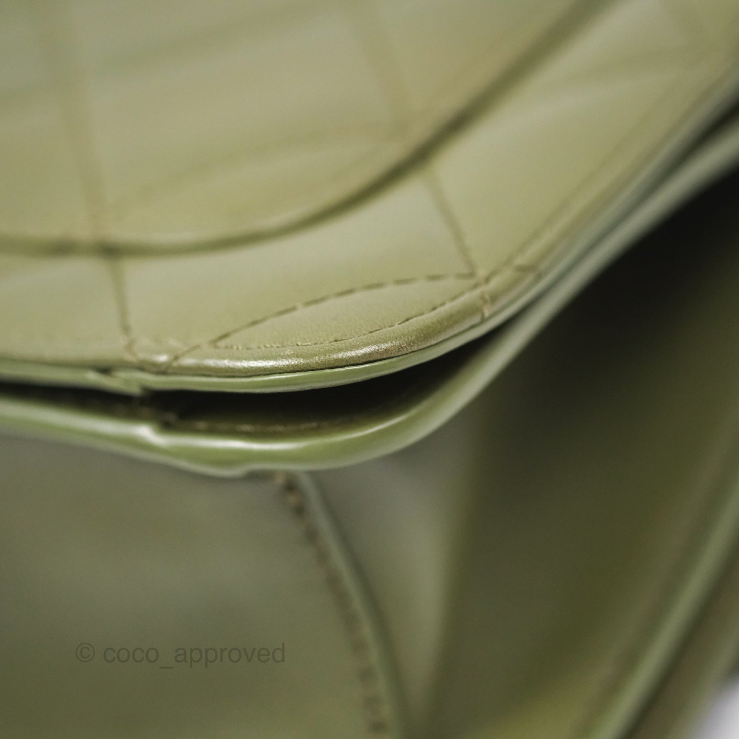Chanel Small Coco Lady Quilted Flap Bag With Top Handle Olive Green Calfskin Gold Hardware
