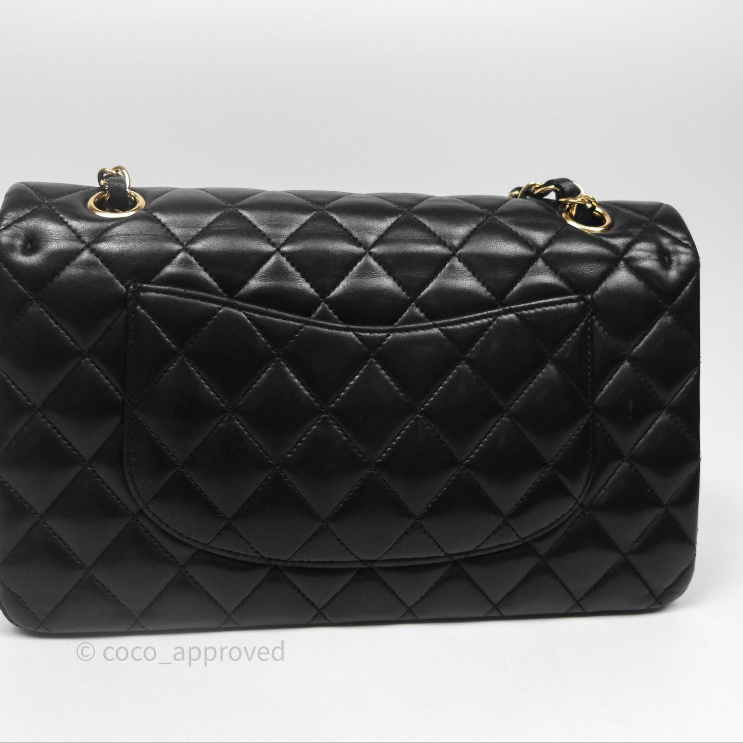 Chanel Classic M/L Medium Flap Quilted Black Lambskin Gold Hardware