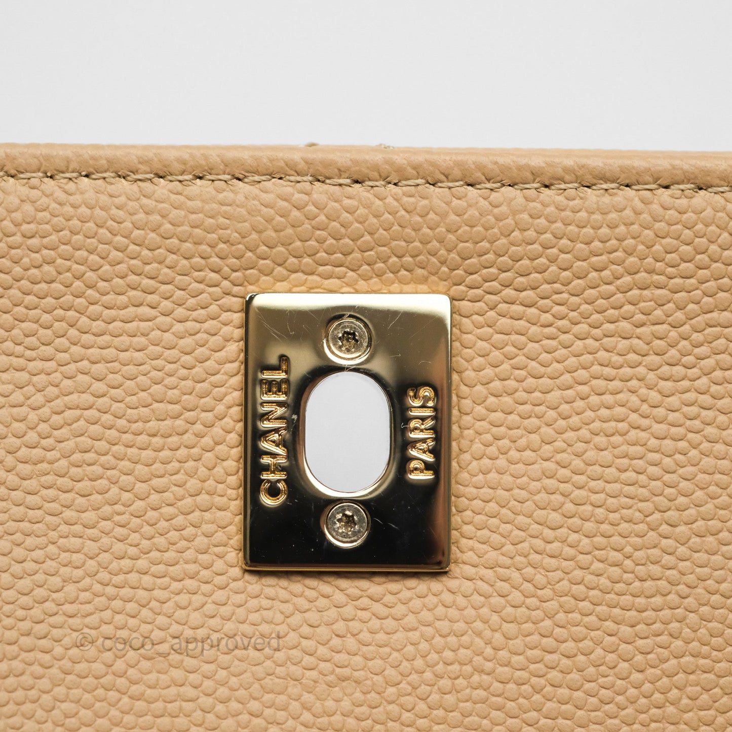 Chanel Small Business Affinity Flap Quilted Beige Caviar Gold Hardware
