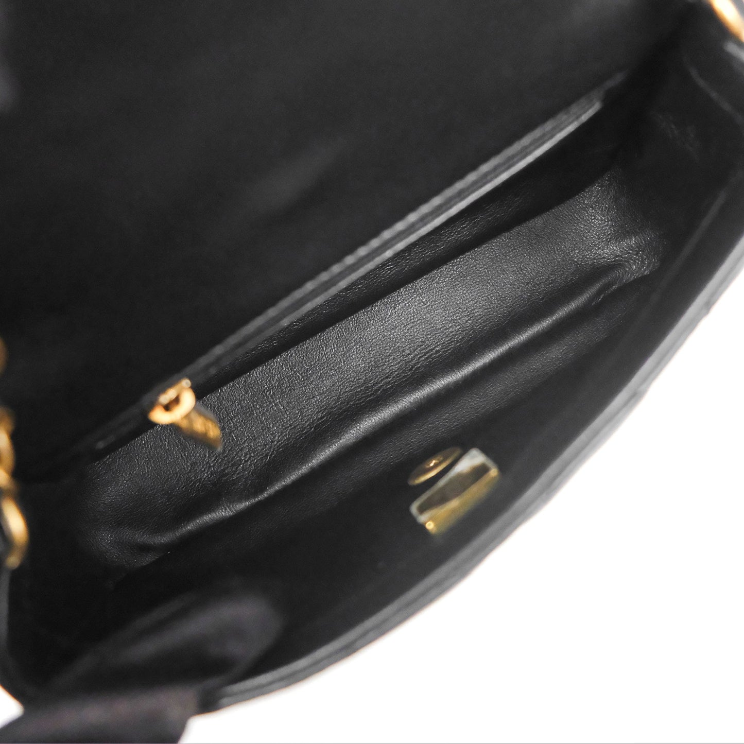 Chanel Mini Flap Bag With Heart CC Charm Black Lambskin Aged Gold Hardware 22B
