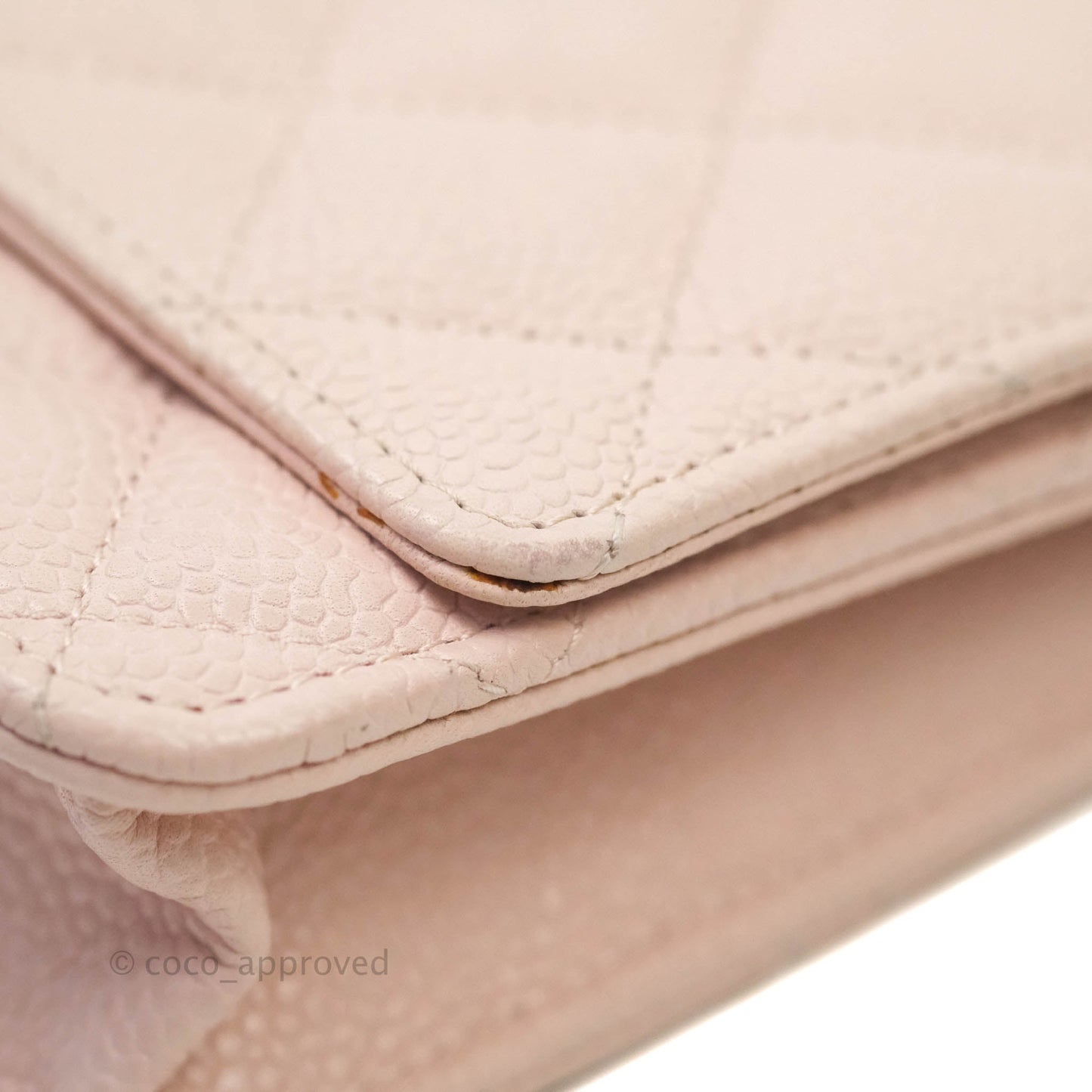 Chanel Quilted Wallet on Chain WOC Sakura Pink Caviar Silver Hardware