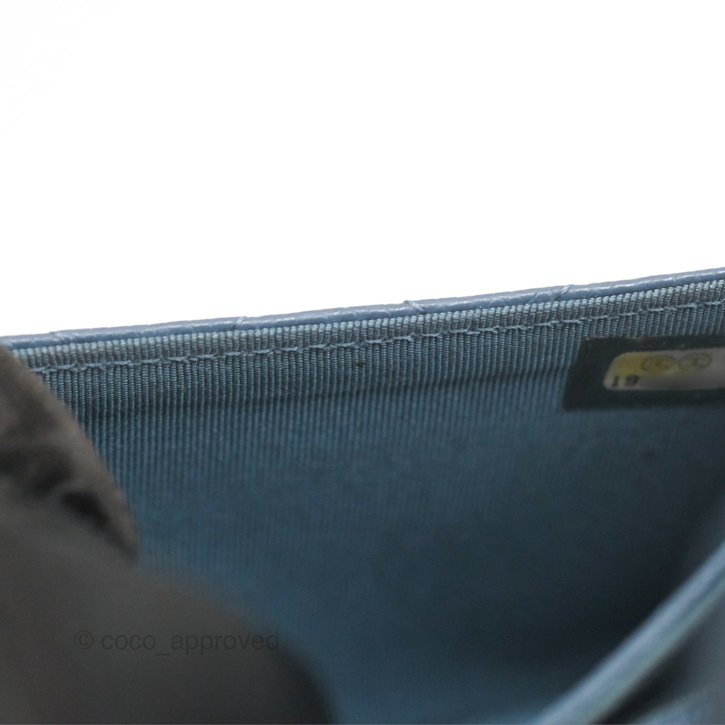 Chanel Quilted Small Flap Wallet Grey Blue Caviar Silver Hardware